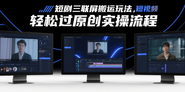 短剧三联屏搬运玩法，短剧搬运轻松过原创实操流程-忧忧资源网