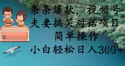 条条爆款，视频号夫妻搞笑对话项目，简单操作，小白轻松日入3张+-忧忧资源网