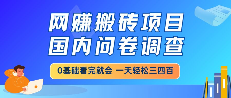 （14578期）网赚搬砖项目，国内问卷调查，0基础看完就会 一天轻松三四百，靠谱副业…-忧忧资源网