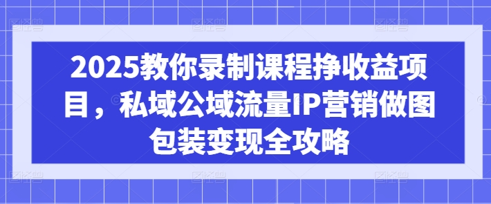 2025教你录制课程挣收益项目，私域公域流量IP营销做图包装变现全攻略-忧忧资源网