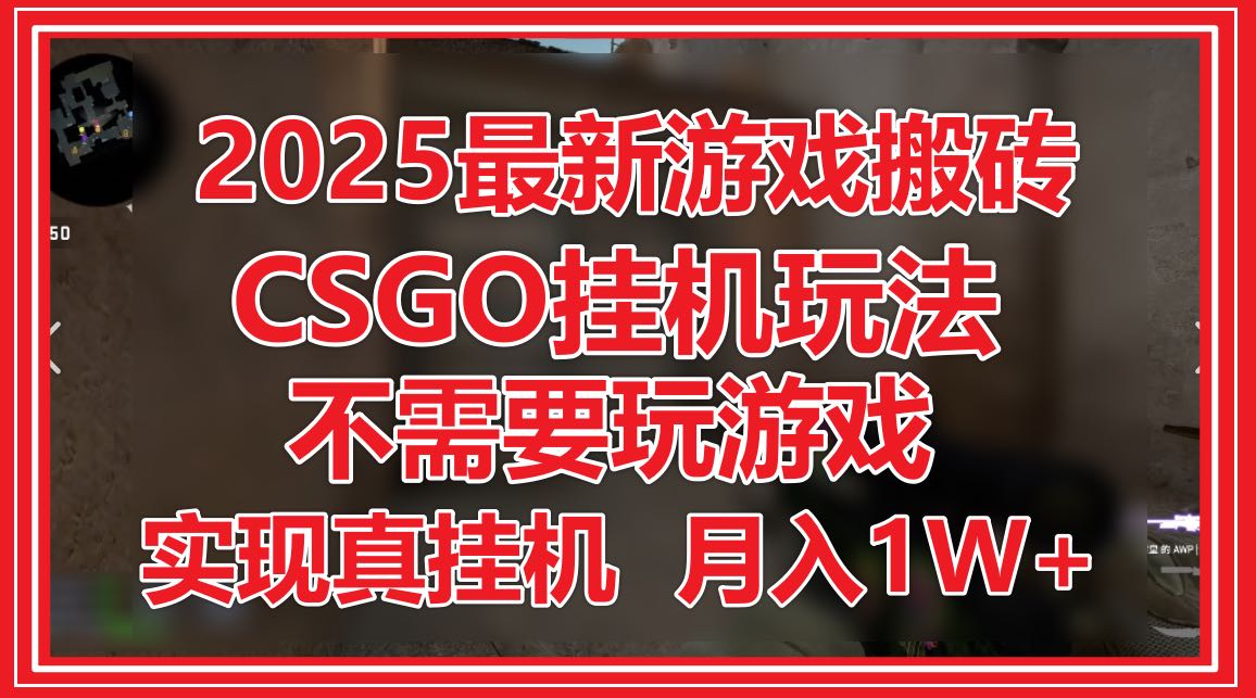 2025最新游戏搬砖，CSGO挂机，不需要玩游戏，实现真挂机，月入1W+-忧忧资源网