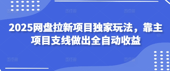2025网盘拉新项目独家玩法，靠主项目支线做出全自动收益-忧忧资源网