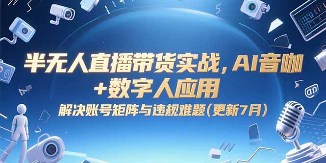 半无人直播带货实战，AI音咖+数字人应用 解决账号矩阵与违规难题(更新7月-幽忧帮