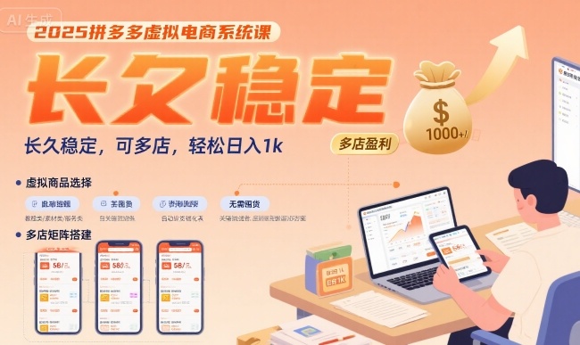 2025拼多多虚拟电商系统课，长久稳定，可多店，轻松日入1k-幽忧帮