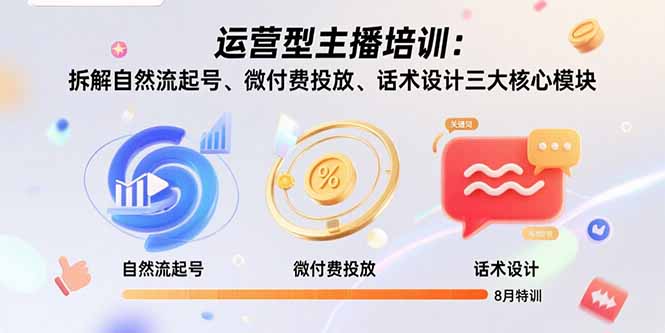 运营型主播培训：拆解自然流起号、微付费投放、话术设计三大核心模块-8月-幽忧帮