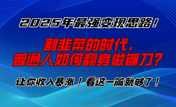 2025年最强变现思路，割韭菜的时代， 普通人如何翻身做镰刀？【揭秘】-忧忧资源网