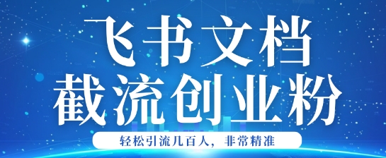 利用飞书文档截流创业粉轻松引流200+-忧忧资源网