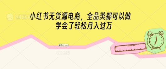 小红书无货源电商，全品类都可以做，学会了轻松月入过W-忧忧资源网