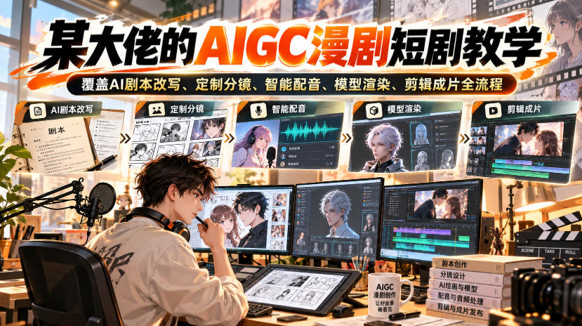 某大佬的AIGC漫剧短剧教学，覆盖AI剧本改写、定制分镜、智能配音、模型渲染、剪辑成片全流程-幽忧帮