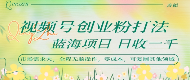 视频号创业粉打法，日入1k，蓝海项目，市场需求大，全程无脑操作，可复制-幽忧帮