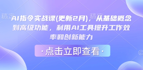 AI指令实战课(更新2月)，从基础概念到高级功能，利用AI工具提升工作效率和创新能力-忧忧资源网