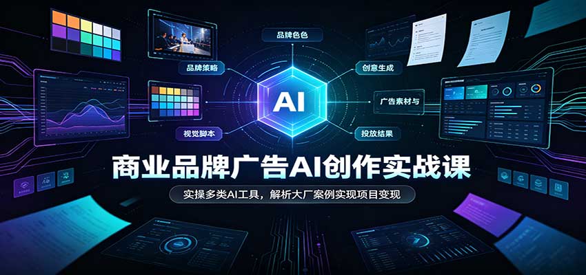 商业品牌广告AI创作实战课:实操多类AI工具,解析大厂案例实现项目变现-幽忧帮