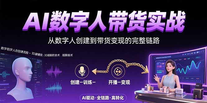 AI数字人+带货实战：从数字人创建到带货变现的完整链路-幽忧帮