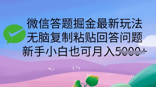 微信答题掘金最新玩法，无脑复制粘贴回答问题，新手小白也可月入5k-忧忧资源网