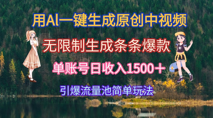 用Al一键生成原创中视频，无限制生成条条爆款，单账号日收入1500＋引爆…-幽忧帮
