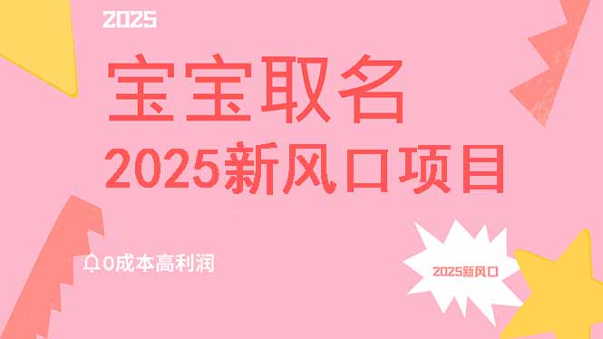 （14593期）2025新风口项目宝宝取名，0成本高利润，附保姆级教程，月入过万不是梦-忧忧资源网