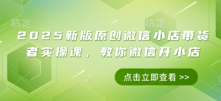 2025新版原创微信小店带货者实操课，教你微信开小店-忧忧资源网