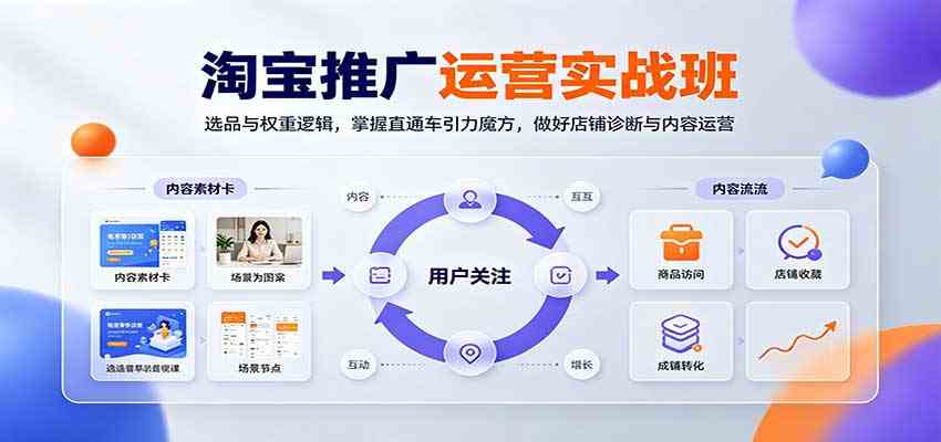 淘宝推广运营实战班:选品与权重逻辑,掌握直通车引力魔方,做好店铺诊断与内容运营-幽忧帮