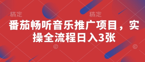 番茄畅听音乐推广项目，实操全流程日入3张-忧忧资源网