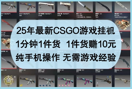 25年最新CSGO游戏挂G，1分钟1件货，1件货挣10元，纯手机操作，无需游戏经验【揭秘】-忧忧资源网