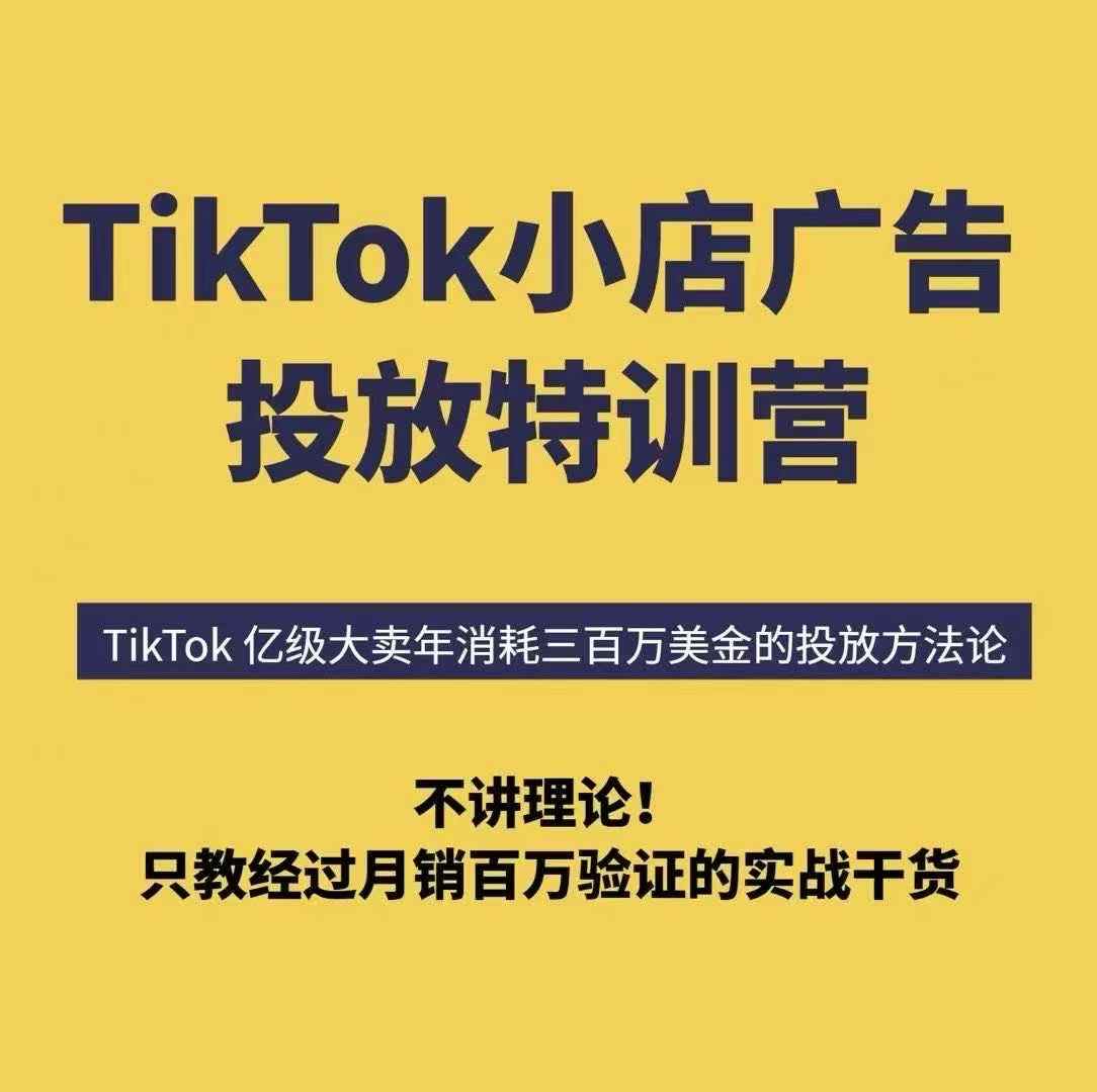 TikTok小店广告投放特训营，6天破局计划专治各种“投不动”，教你经过月销百万验证的实战干货-幽忧帮