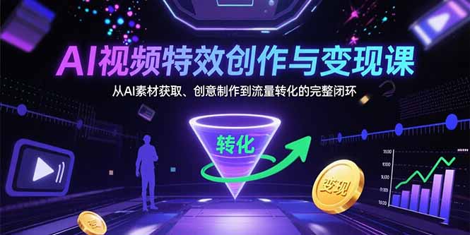 AI视频特效创作与变现课：从AI素材获取、创意制作到流量转化的完整闭环-幽忧帮