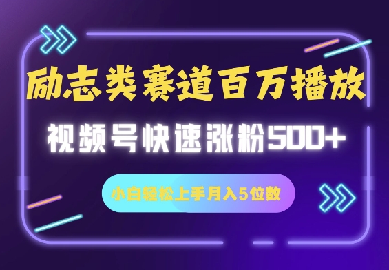 励志类赛道也能百万播放，快速涨粉500+视频号变现月入5位数-忧忧资源网