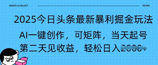 2025今日头条最新暴利掘金玩法，AI一键创作，可矩阵，当天起号，第二天见收益轻松日入多张-忧忧资源网