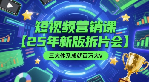 短视频营销课【25年新版拆片会】三大体系成就百万大V，包含正课、拆片会、手把手教学直播课等-幽忧帮