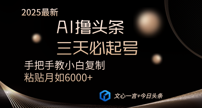 （14102期）AI撸头条三天必起号手把手教小白复制粘贴月入6000+教程-忧忧资源网