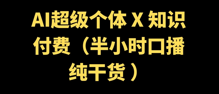 AI超级个体 + 知识付费(半小时口播纯干货 )-忧忧资源网