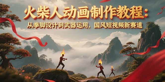 火柴人动画制作教程：从拳脚设计到武器运用，国风短视频新赛道-幽忧帮