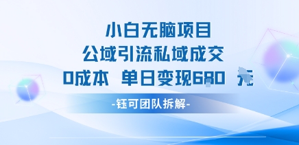 小白无脑项目公域引流私域成交0成本单日变现680米-幽忧帮