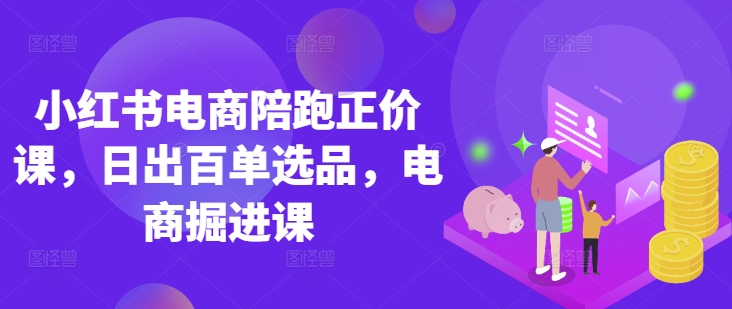 小红书电商陪跑正价课，小红书官方认证电商讲师教学，日出百单选品，电商掘进课-忧忧资源网
