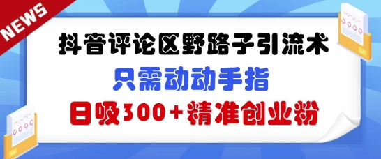 抖音评论区野路子引流术，只需动动手指，日吸300+精准创业粉-忧忧资源网