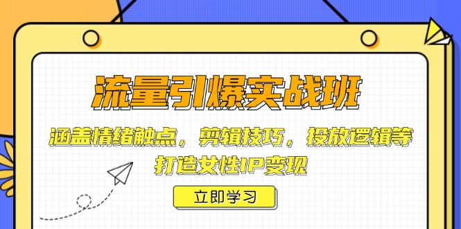 （14008期）流量引爆实战班，涵盖情绪触点，剪辑技巧，投放逻辑等，打造女性IP变现-忧忧资源网