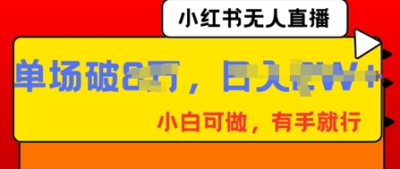 小红书无人直播，纯小白可做，有手就行，单场直播销售额破8w-忧忧资源网