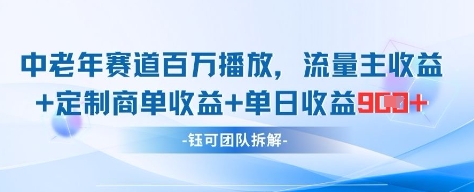 中老年赛道百万播放+流量主收益+定制收益，单日收益9张-忧忧资源网