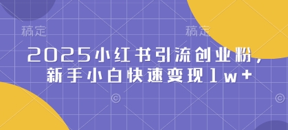 2025小红书引流创业粉，新手小白快速变现1w+-忧忧资源网