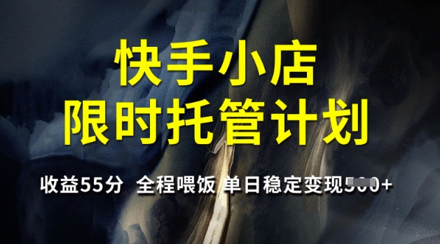 快手小店限时托管计划，收益55分，全程喂饭，单日稳定变现5张【揭秘】-忧忧资源网