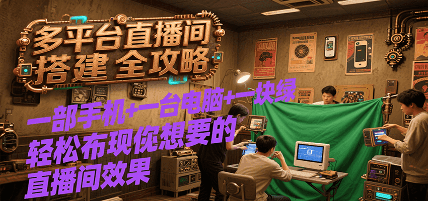 多平台直播间搭建全攻略，一部手机+一台电脑+一块绿布轻松实现你想要的直播间效果-幽忧帮