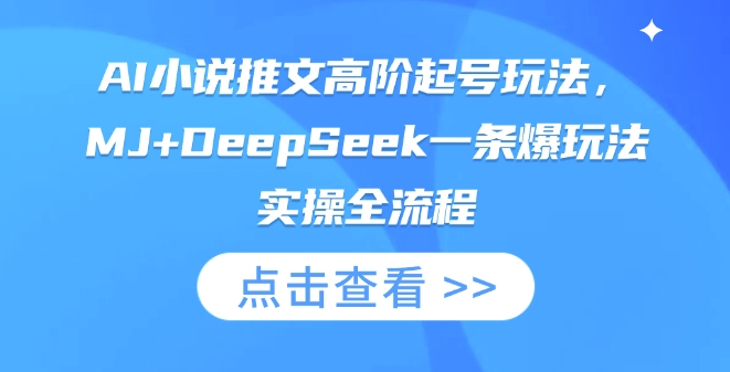 AI小说推文高阶起号玩法，MJ+DeepSeek一条爆玩法实操全流程-忧忧资源网