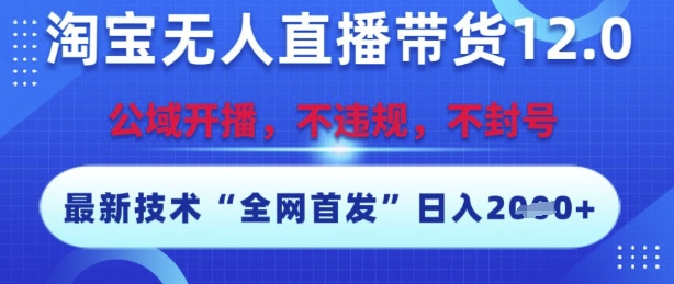 淘宝无人直播带货12.0，最新技术，不封号，不违规，操作简单，开播爆单，日入多张【揭秘】-幽忧帮