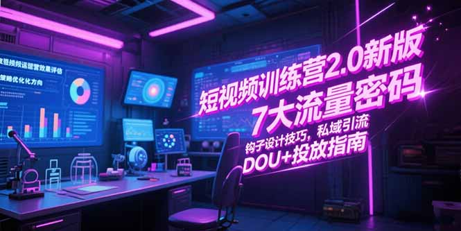 短视频训练营2.0新版，7大流量密码/钩子设计技巧/私域引流/DOU+投放指南-幽忧帮