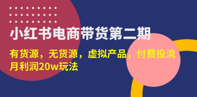 （14186期）小红书电商带货第二期，有货源，无货源，虚拟产品，付费投流，月利润20w-忧忧资源网