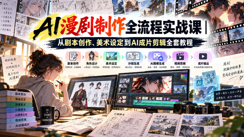 AI漫剧制作全流程实战课｜从剧本创作、美术设定到AI成片剪辑全套教程-幽忧帮