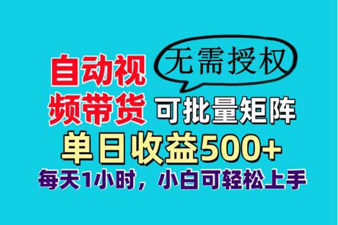 自动视频带货，可批量矩阵，单日收益500+、轻松实现睡后收益，小白可…-忧忧资源网