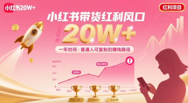 一年时间靠小红书带货项目年入20w+，最不能错的大红利项目-幽忧帮