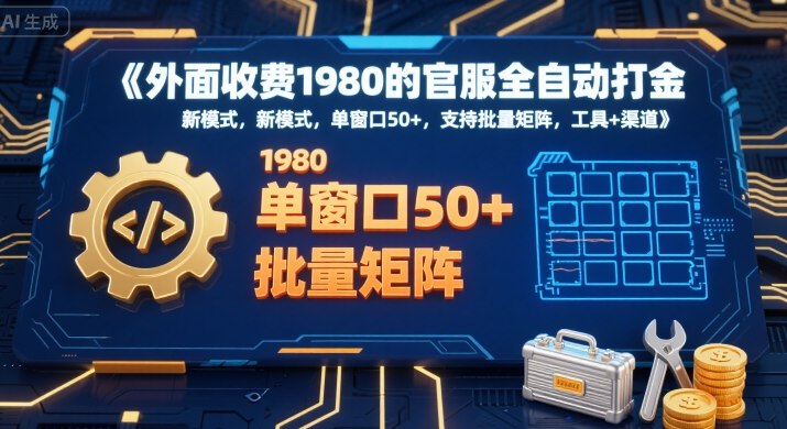 外面收费1980的官服全自动打金，新模式，单窗口50+，支持批量矩阵，工具+渠道【揭秘】-幽忧帮