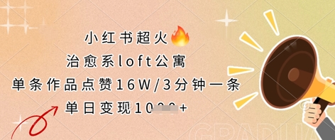 小红书超火的治愈系loft公寓，单条作品点赞16W，3分钟一条，单日变现数张-忧忧资源网